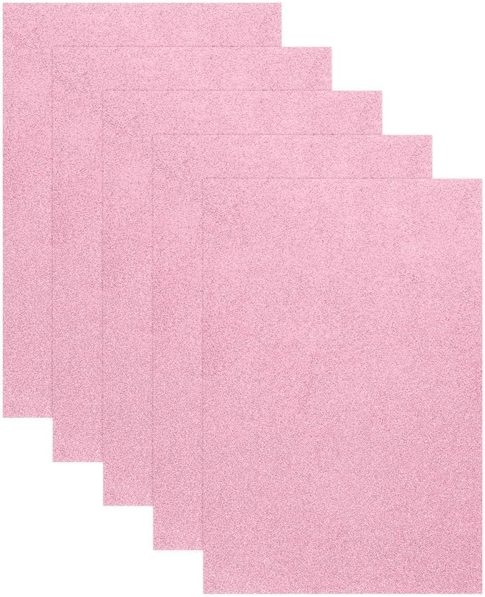 MECCANIXITY 5 Sheets Pink Shiny Foam Sheets, 8 Inch x 12 Inch Sparkle EVA Foam