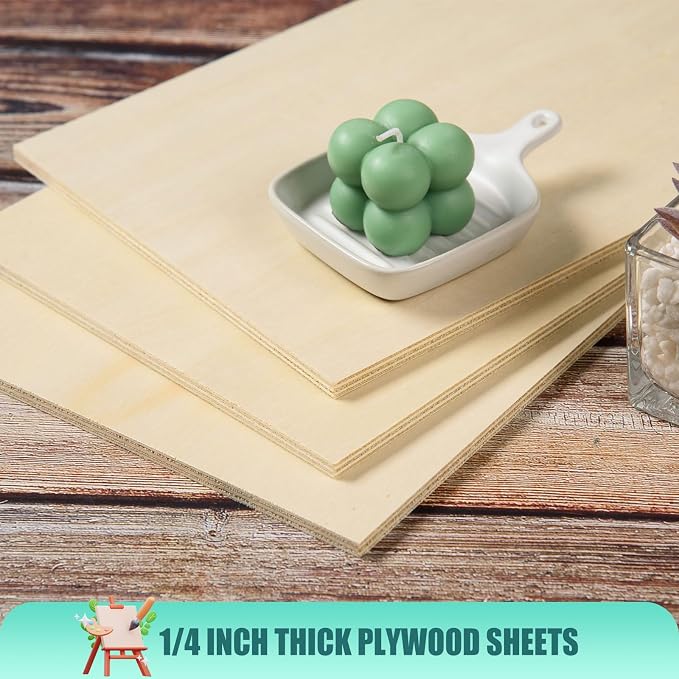 6 Pack 10.7 x 7 x 1/4 Inch-6mm Thick Basswood Sheets