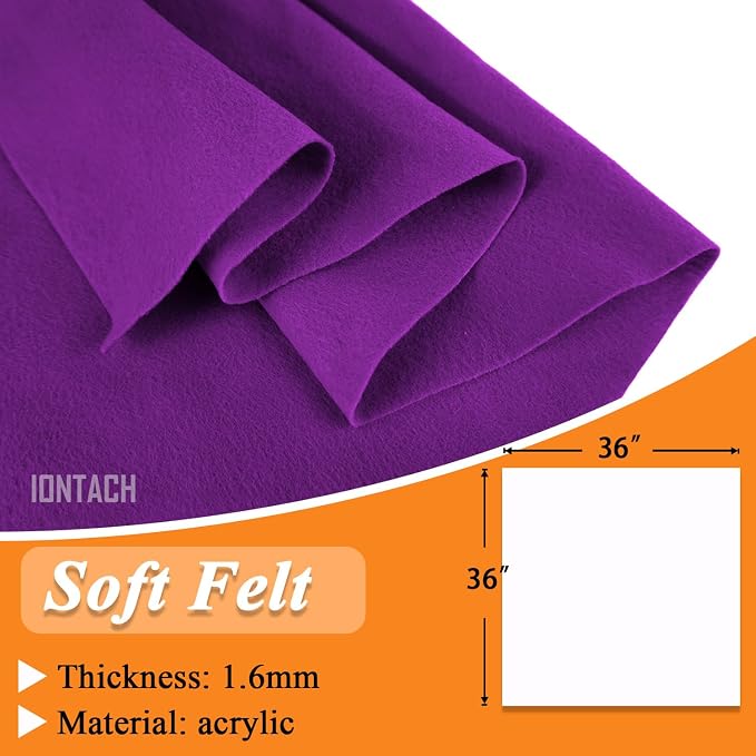 IONTACH 36" X 36" Purple Soft Felt Fabric 1.6mm Thick | Felt Sheets