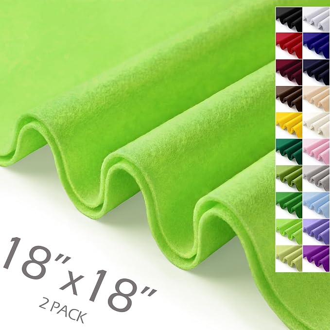 Apple Green Felt Fabric Sheets 18" x 18" 1.6mm Soft Craft Felt | Soft Precut