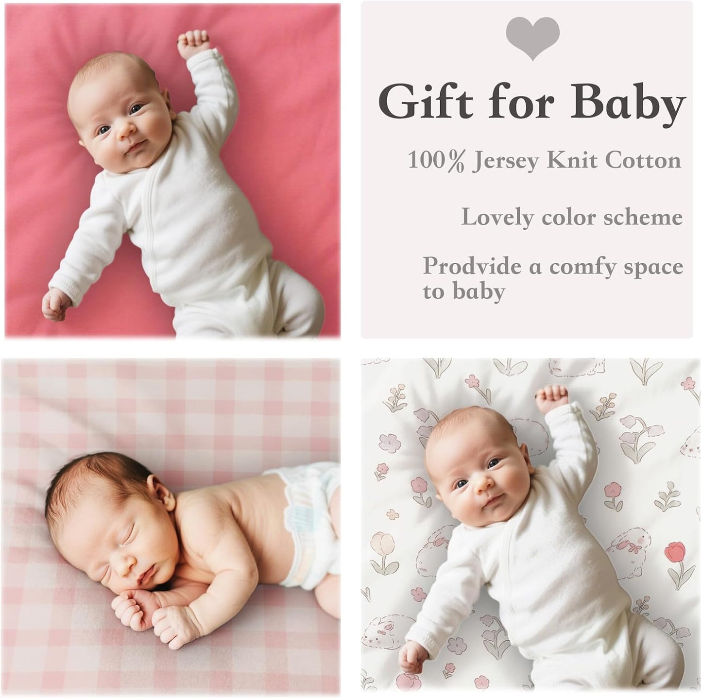 100% Jersey Cotton Bassinet Sheets 20" x 33" Fits Koolababy/Koolerthings, BCOL, BabyBond, Jimglo 3 in 1, and Cowiewie Baby Bassinet, Super Soft and Breathable Fitted Sheets, 3 Pack, Pink