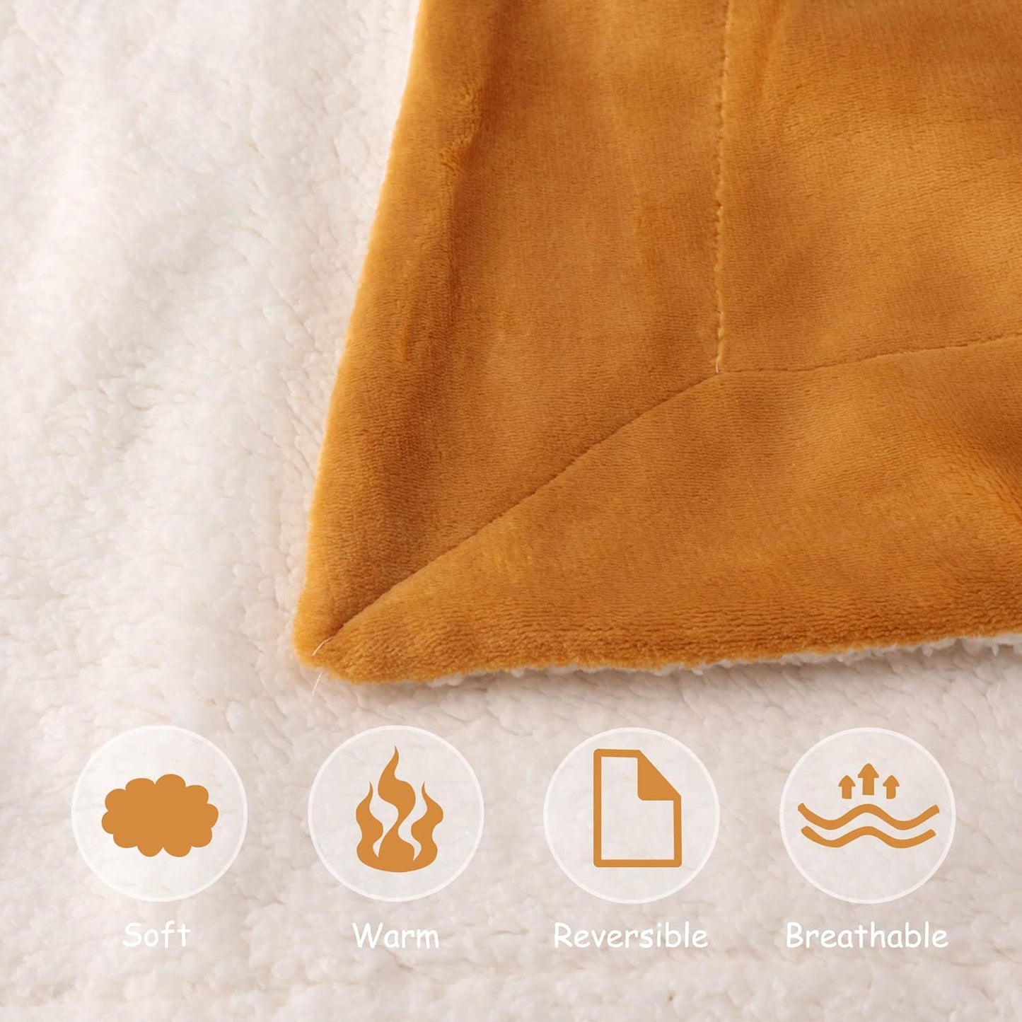 NANPIPER Baby Sherpa Blanket,Warm Toddler Throw Blanket,Soft Newborn Fleece Blanket for Winter(Ginger Yellow,30x40 inches)