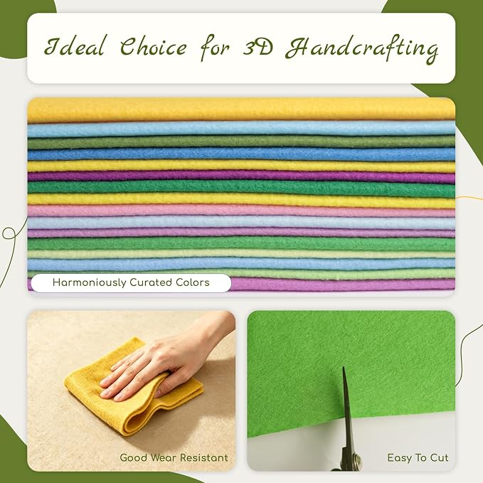 16 Pcs 8x18in Soft Felt Fabric Sheets, 16 Assorted Macarone Colors Felt Pack
