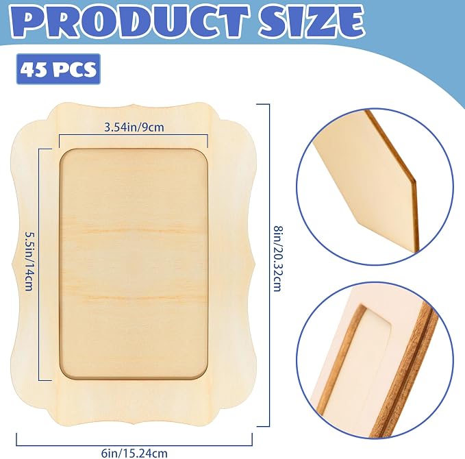 VOKOY 45 Pack DIY Wooden Picture Frames
