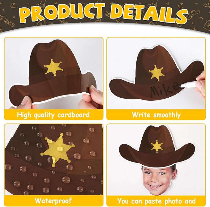 gisgfim 80Pcs Western Cutouts Wild West Cowboy Cowgirl Hat Decorations Bulletin