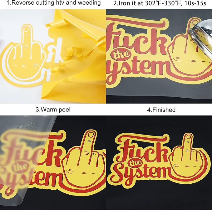 FUNKAKA Yellow Heat Transfer Vinyl Rolls, Adhesive Glossy HTV Vinyl