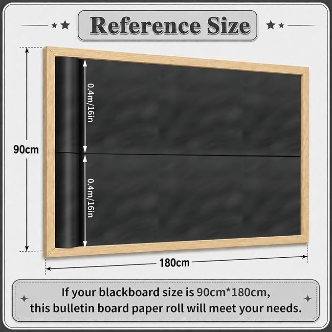 Black Bulletin Board Roll Non-Woven Fabric Poster 16in X 12ft | Back to School