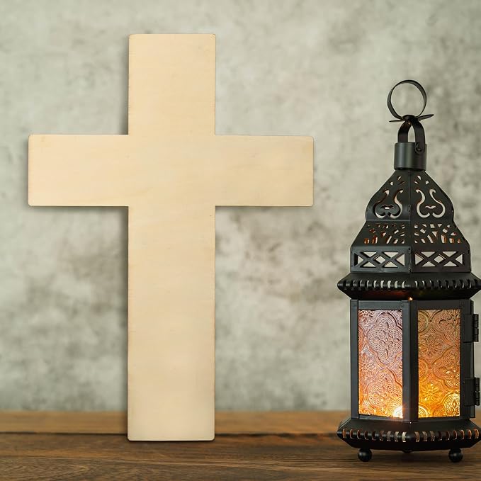 24 Pcs Wooden Cross Craft 12 Inch Wood Crosses