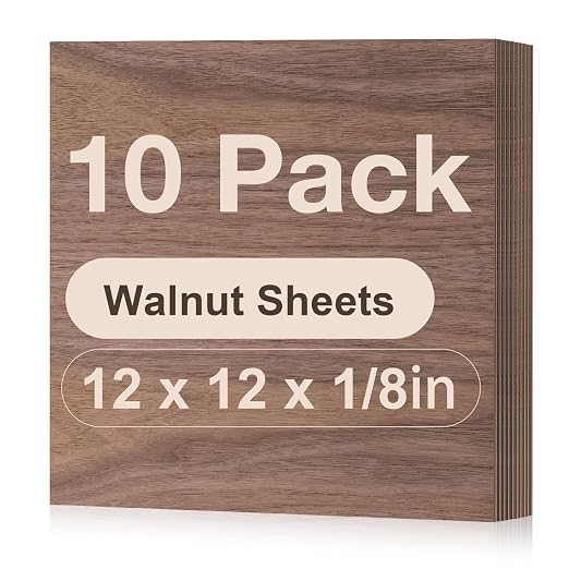 Rowood 10 Pack Walnut Plywood 1/8, 3mm Thick Unfinished Wood