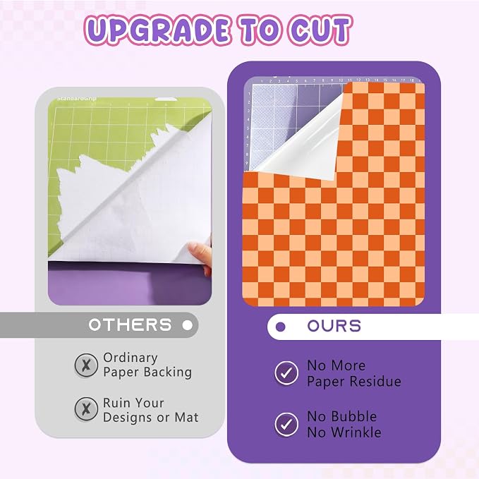 Tintnut Rainbow Checkerboard Permanent Vinyl, waterproof, easy peel & stick
