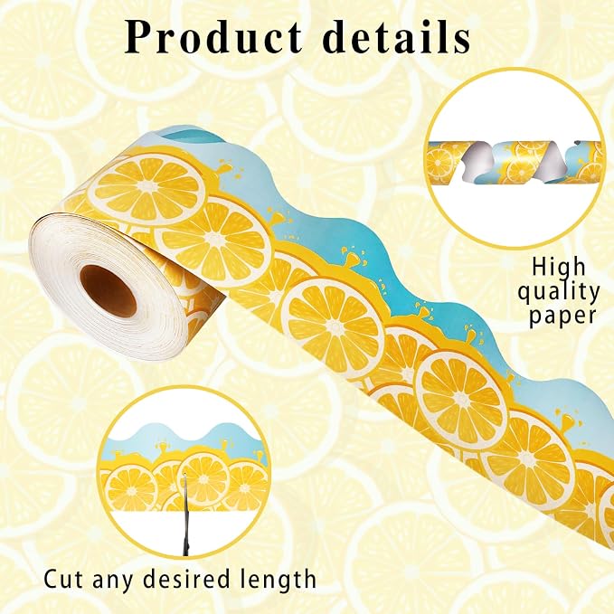 69 Feet Lemon Zest Border Bulletin Board Summer Lemon Slices Juice Scalloped