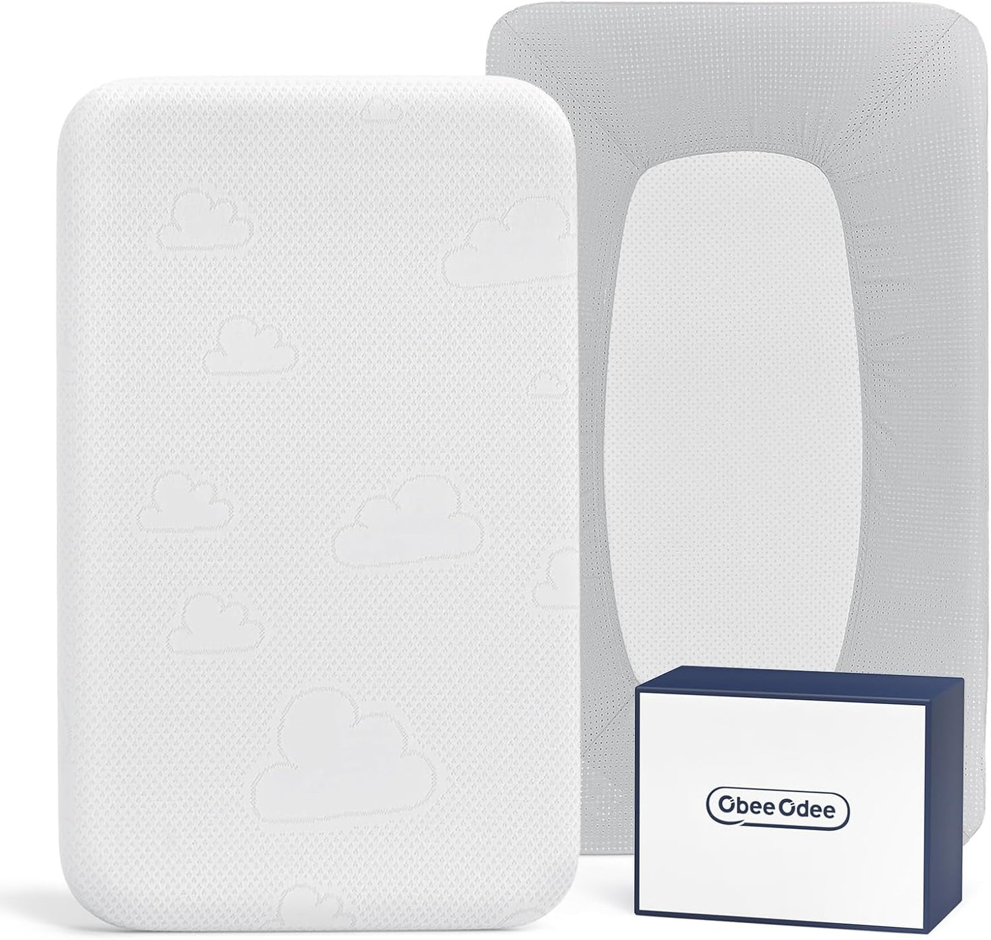 35x20x1.5 Breathable Crib Mattress Protector, Gel Memory Foam Toddler Mattress, Portable Crib Mattress Cover with Sheet for Mini Cribs & Baby Bassinet (Gray)