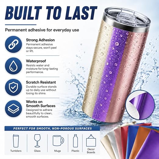 Matte Metallic Permanent Vinyl Sheets, Metallic Craft Vinyl