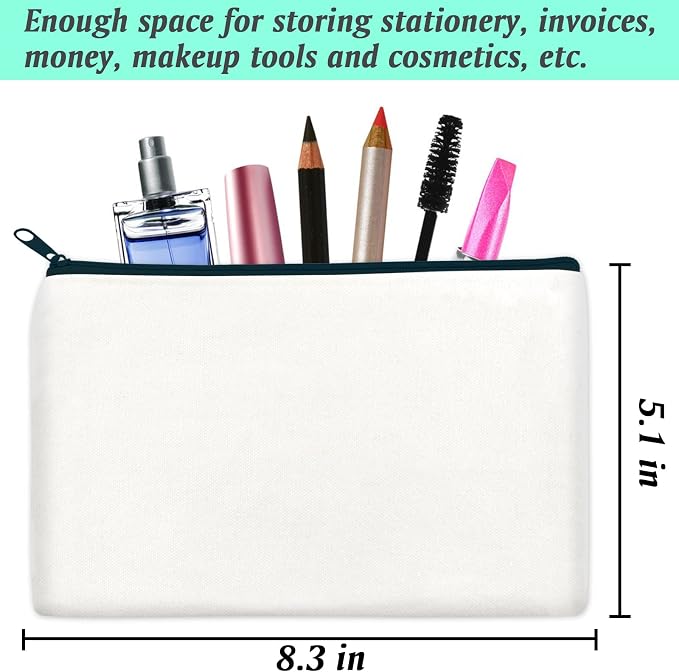 ZeeDix Canvas Zipper Pouch Bulk – 8.3 x 5 Inches Cotton Canvas Pouches