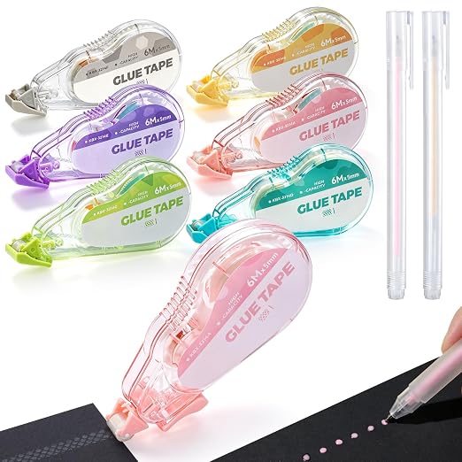 Scrapbook Tape Set, 6 Pack Double Sided Tape Roller