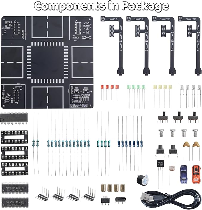 MIOYOOW LED Traffic Light Simulation Soldering Practice Kit, DIY Traffic Signal Light Circuit Board Soldering Kit with Sounds, STEM Educational Electronics Projects for Home and School Learning