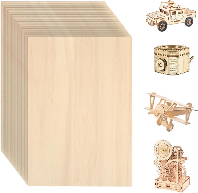36 Pack Basswood Sheets for Crafts 12"x18"x1/8", 3mm Thick Plywood Sheets Board