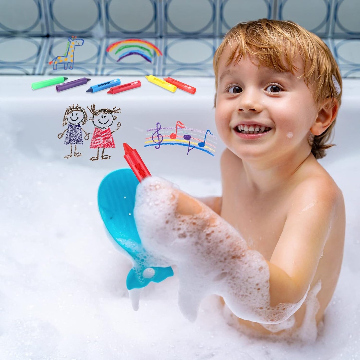 Crtiin 18 Pieces Bath Bathtub Crayons Washable Easy Clean Bathtime Crayons Colorful Bathtub Shower Markers Toys Bath Paint for Toddlers Kids