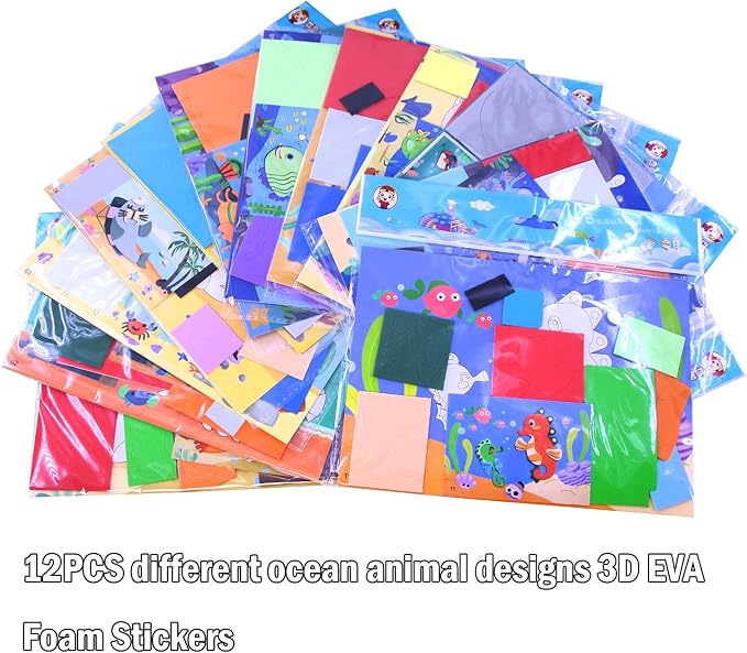 3D EVA Foam Stickers for Toddlers 12PCS Sticky Foam DIY Craft Preschool Art