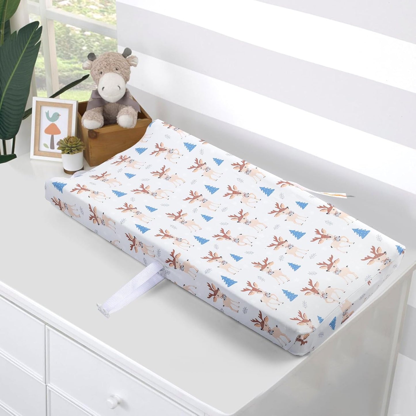 Changing Table Pad Cover Elastic Changing Pad Cover Premium Baby Changing Pad Cover 2 Pack for Boys Girls Soft and Comfy (Deer Park)