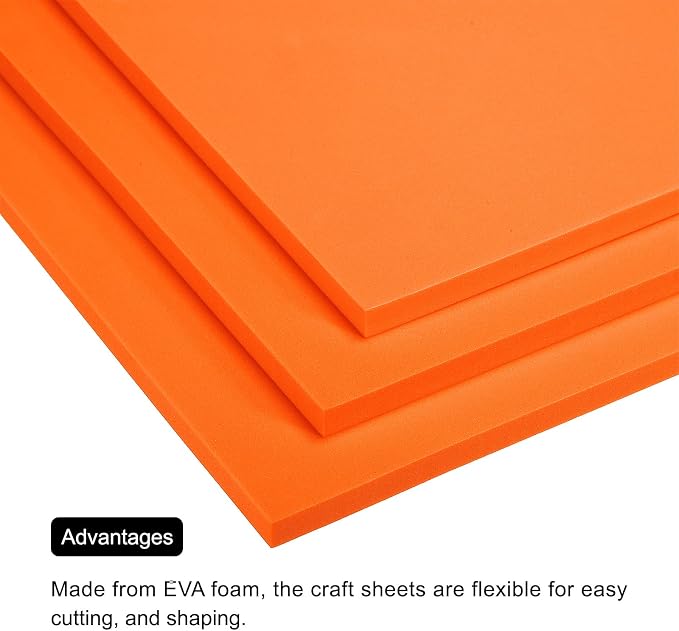 MECCANIXITY EVA Foam Sheets Orange 9.8 Inch x 9.8 Inch 10mm Thick Crafts Foam