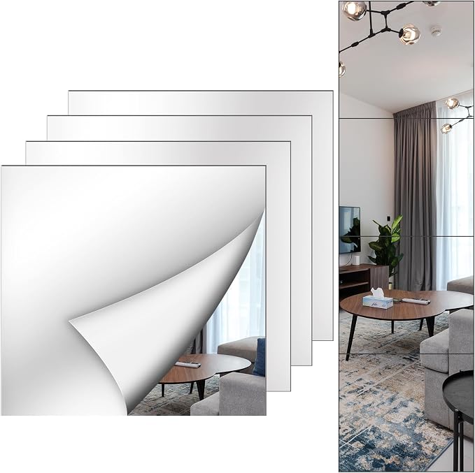 Shiftshade Mirror Wall Full Length, 12X14 Inch Unbreakable Mirror Tiles
