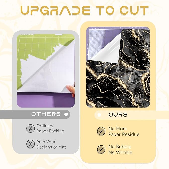 Tintnut Marble Permanent Vinyl 8 Pcs 12x10in Black Gold Adhesive Vinyl |