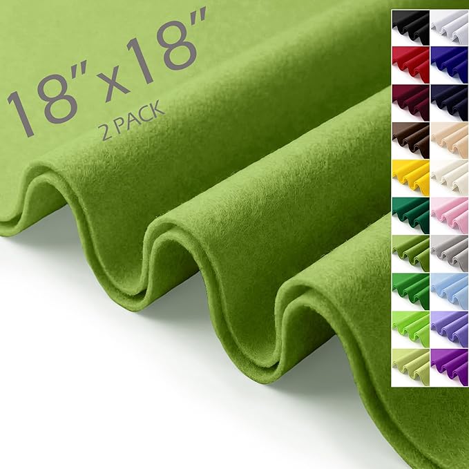 Moss Green Felt Fabric Sheets 18" x 18" 1.6mm Soft Craft Felt | Soft Precut