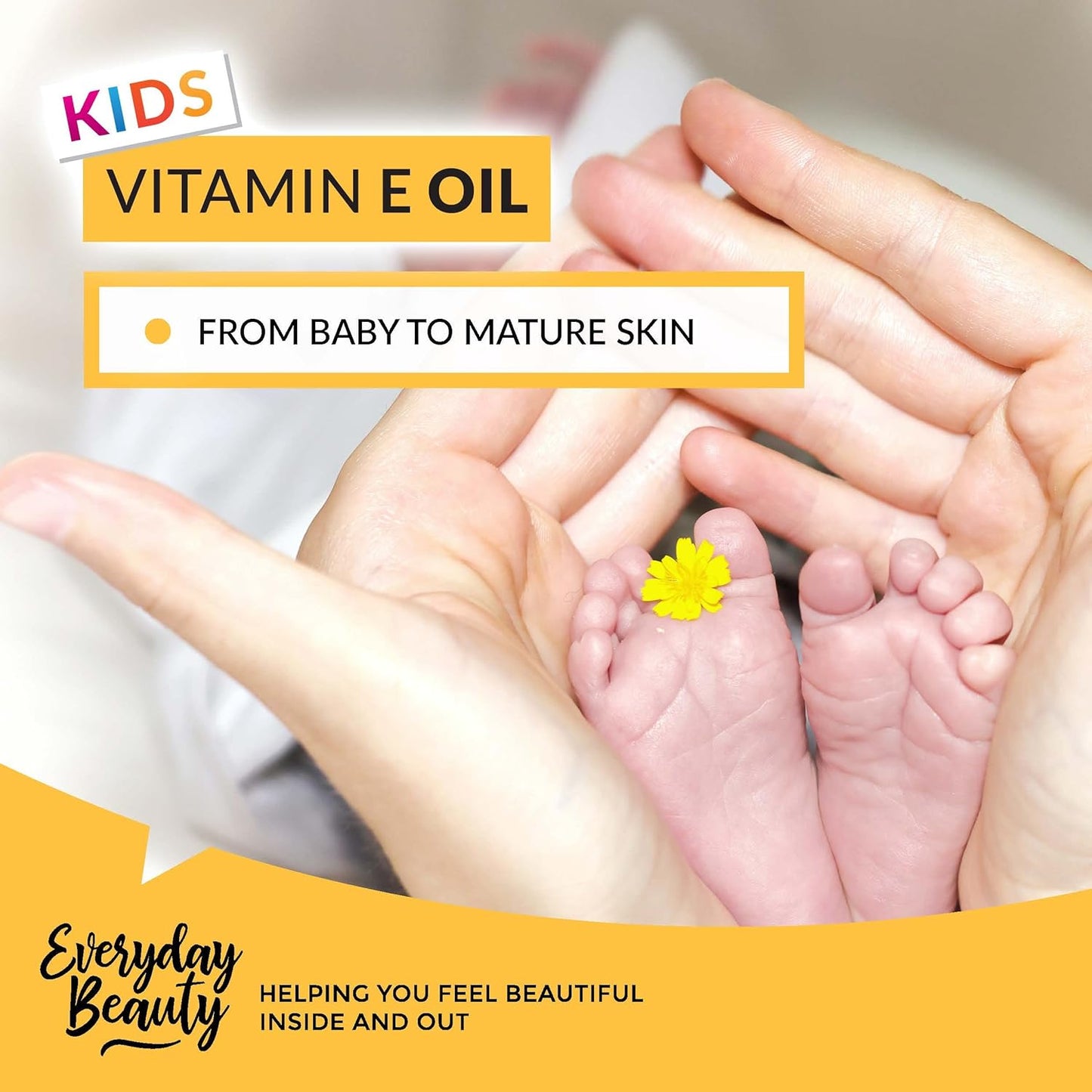 Organic Vitamin E Oil - Nourishing Baby Massage Oil for Moisturizing Dry Skin - Fragrance Free & All Natural Plant Based, Lightweight Gentle Blend - 2 Fl Oz With Pump Top