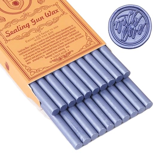 Zinc Blue Sealing Wax Sticks, WASOHLING 20Pcs Glue Gun Wax Seal Sticks