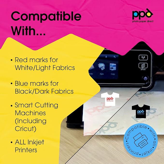 PPD 40 Sheets 8.5x11" Iron-on Heat Transfer Paper Mixed Fabrics Inkjet | Mixed
