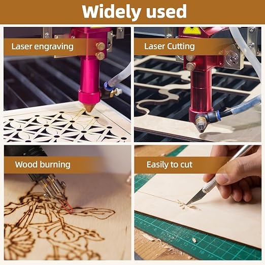 3 mm Birch Plywood 1/8 x 12 x 12 Inch, 6 Packs Craft Wood, Stronger Than