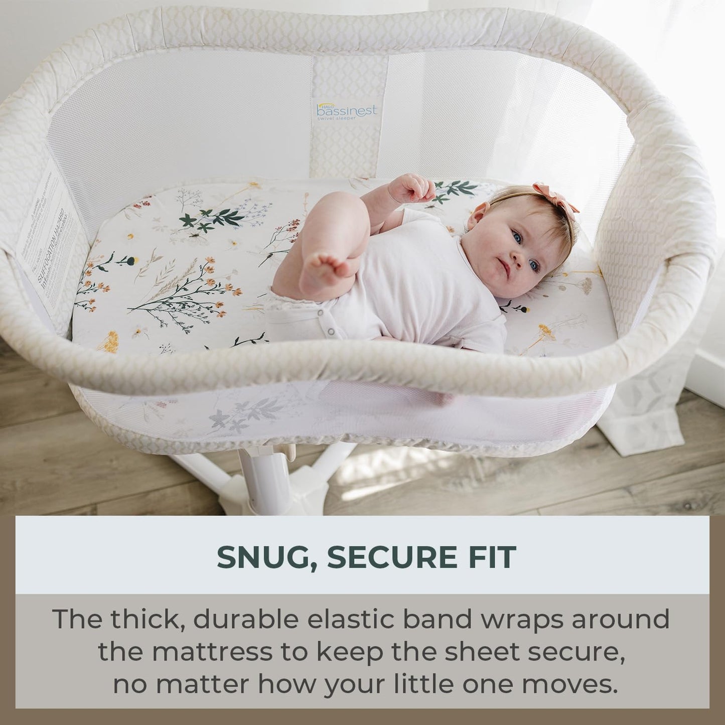 Pobibaby - 2 Pack Premium Bassinet Sheets for Standard Bassinets - Ultra-Soft Jersey Knit, Stylish Floral Pattern, Safe and Snug for Baby (Wildflower)