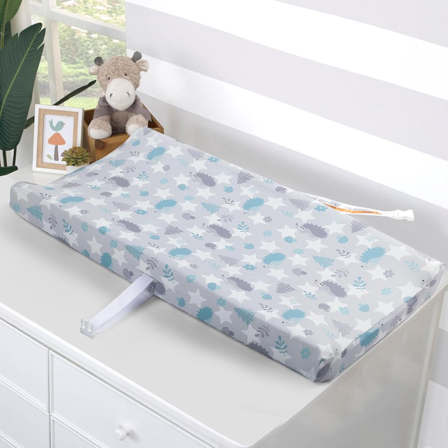 Changing Table Pad Cover Elastic Changing Pad Cover Premium Baby Changing Pad Cover 2 Pack for Boys Girls Soft and Comfortable (Baby Whale and Hedgehog)