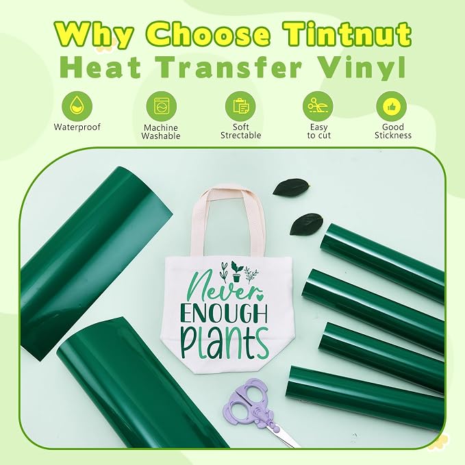 Tintnut Torquoise Green Heat Transfer Vinyl, easy cut & weed, stretch washable
