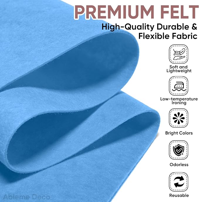 Soft Felt Fabric Sheet 18" x 36", 1.6mm Acrylic Craft Felt, Sky Blue | Soft