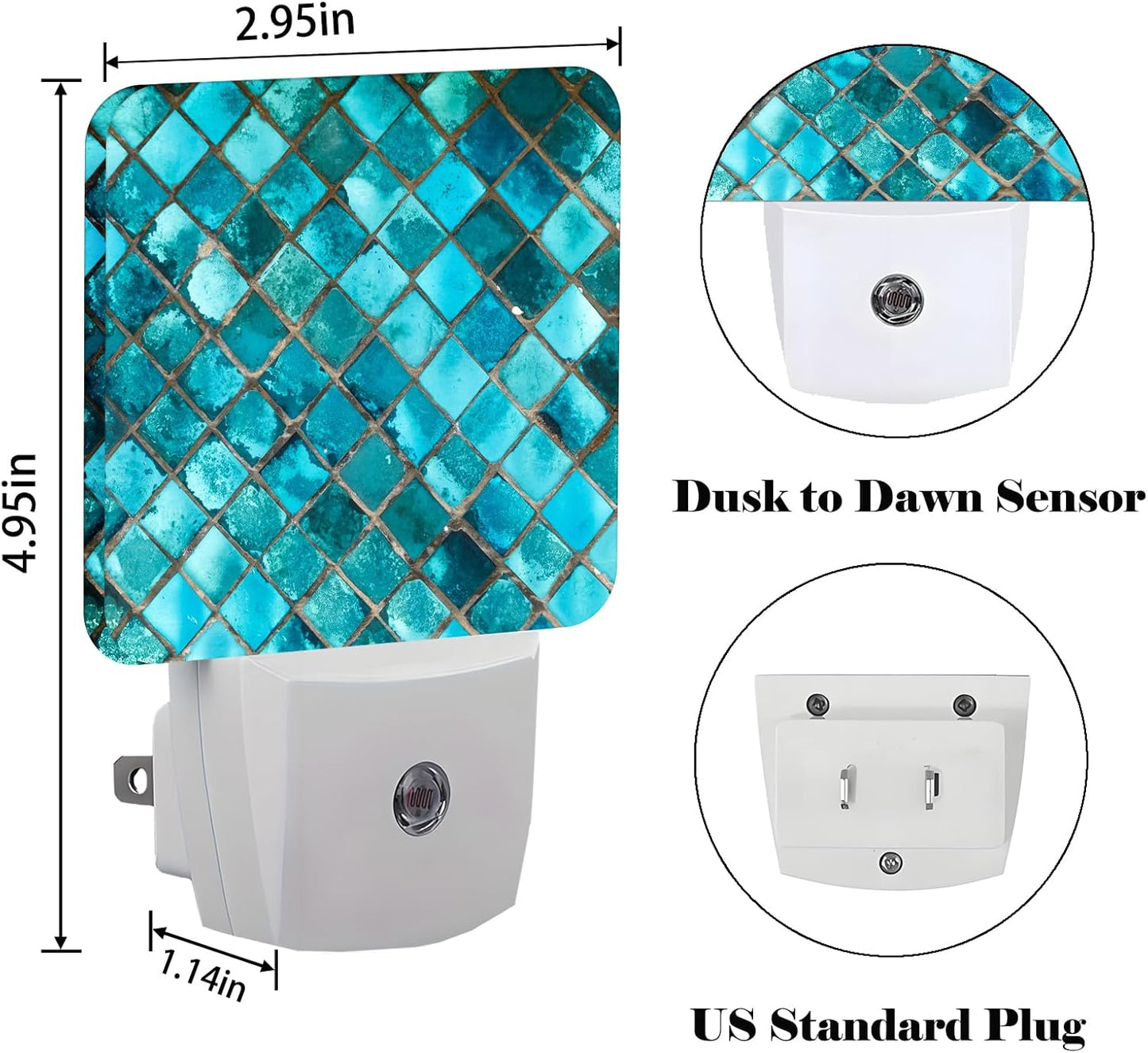 Turquoise Blue Night Light,Plug Into Wall Decor for Stairway,Hallway,Kitchen,Dusk to Dawn Sensor Nightlights for Boys/Girls/Women/Men Room Gifts