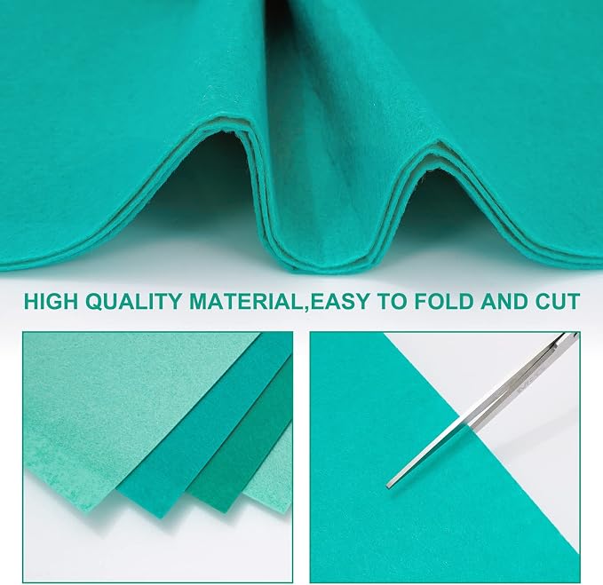 Whaline 18Pcs Felt Fabric Sheets Soft Thick Assorted Turquoise Craft Felt Pack