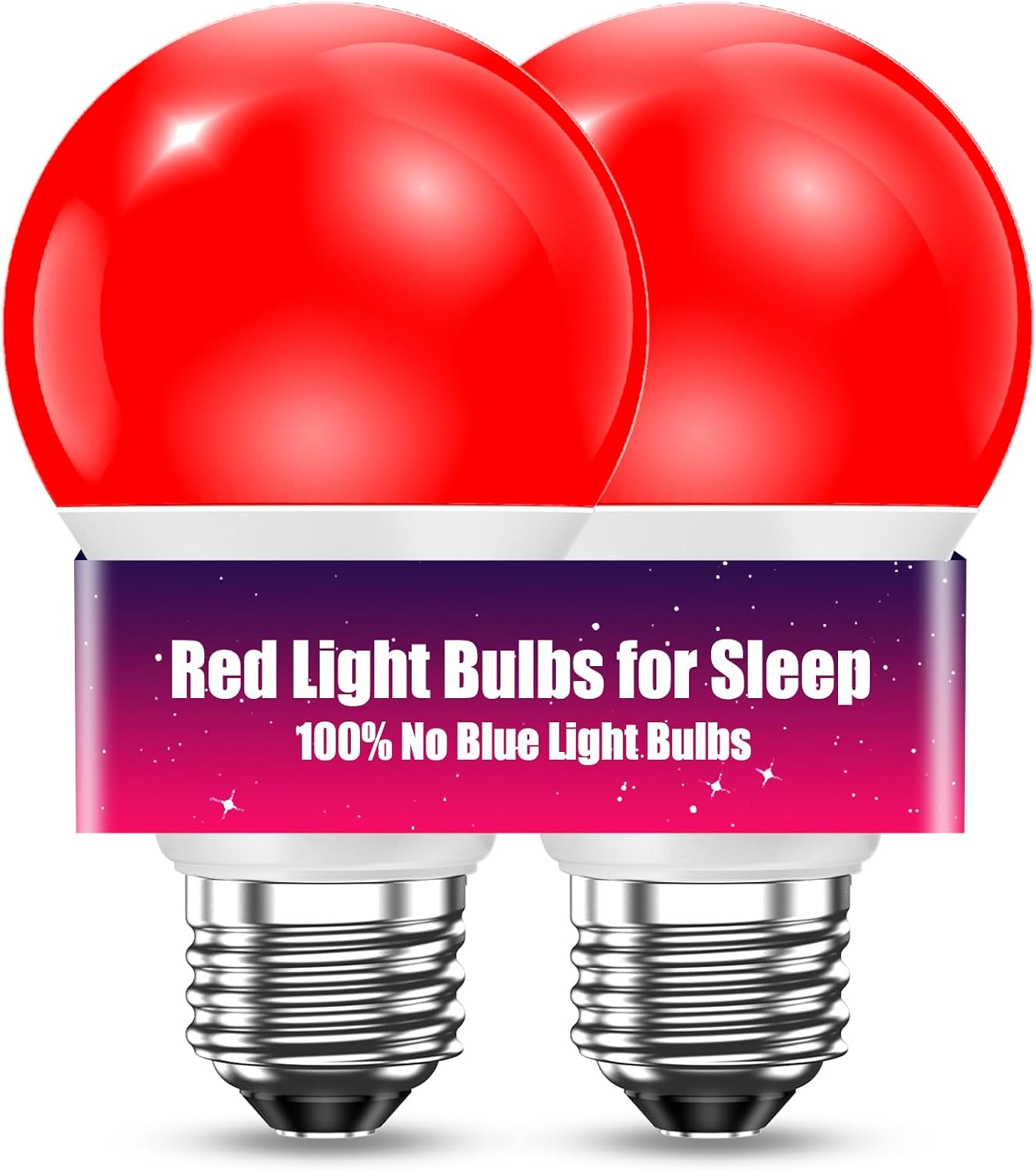 TJOY Red Light Bulbs for Sleep Dimmable, 642nm Red Led Bulb for Melatonin Promoting, 100% Blue Light Blocking, A19 60W Equivalent, 9W E26 Dim Night Light for Bedroom Baby Nursery, 2 Pack