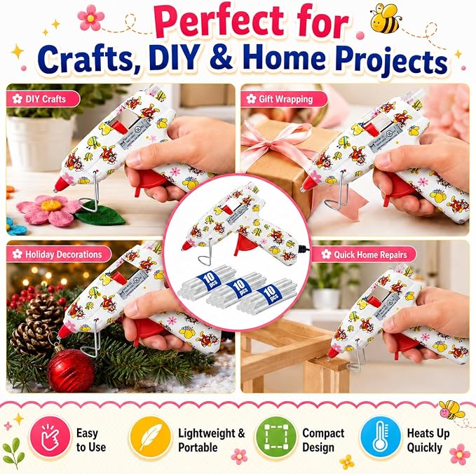 Mini Hot Glue Gun Kit with 30 Glue Sticks and Carrying Case, 15W Fast