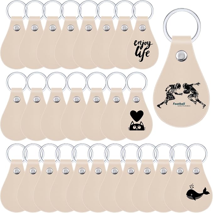 Taiyin 30 Pcs Leather Key Fob Kit