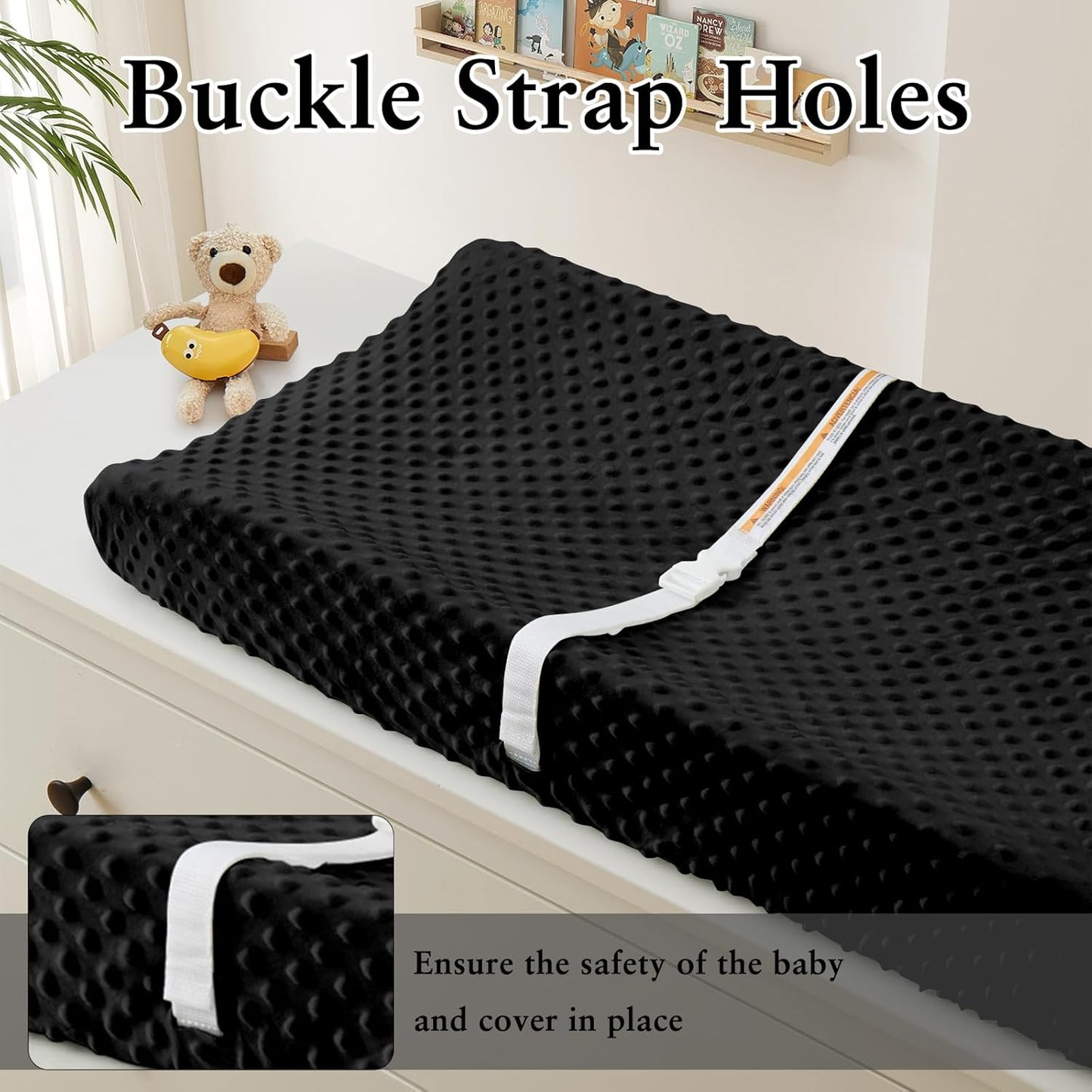 Homiest 2 Pack Changing Pad Cover, White + Black Changing Table Sheets, Ultra Soft Fleece Minky Dot Fabric, Breathable Comfortable Diaper Pad Cover for Girls and Boys, Machine Washable