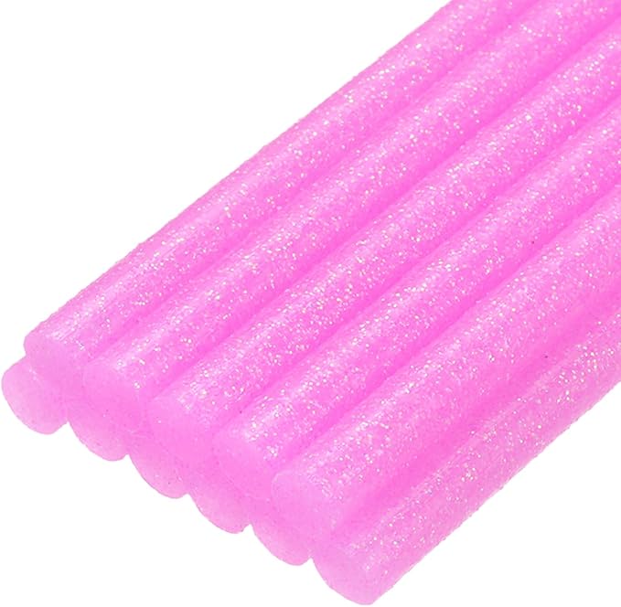 uxcell Mini Hot Glue Sticks for Glue Gun 7mm x 100mm Glitter Light Pink 12pcs