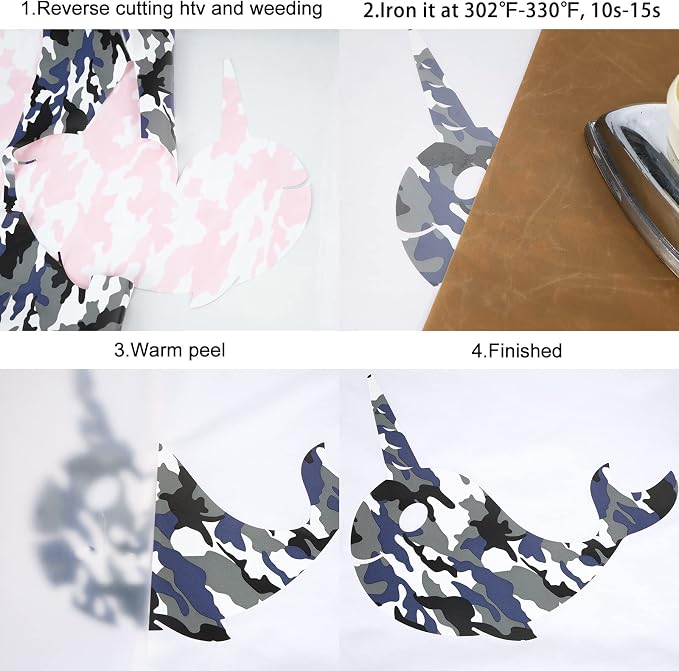 TUMIYA Camo Army Grey Heat Transfer HTV Vinyl Rolls, Stretchy PU HTV Vinyl