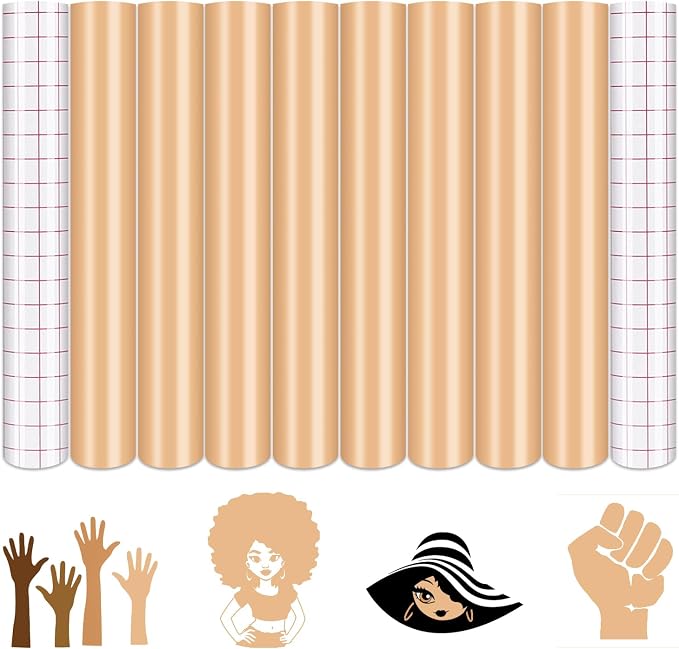 Tintnut Skin Tone Permanent Vinyl 8 Sheets 12''x10'' Pastel Adhesive Vinyl |