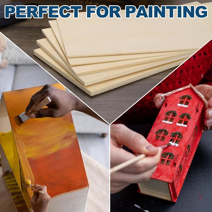 MECCANIXITY 3pcs Basswood Sheets 8 x 4 x 5/32 Inch Unfinished Wood Boards