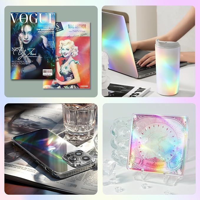 36 Sheets Holographic Laminate Sheets Clear Self Adhesive Sticker Paper |