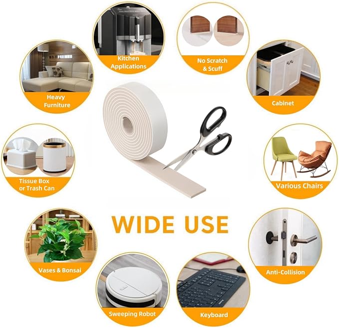 Felt Strips with Adhesive Backing – Furnigear Heavy Duty Cuttable Felt Tape