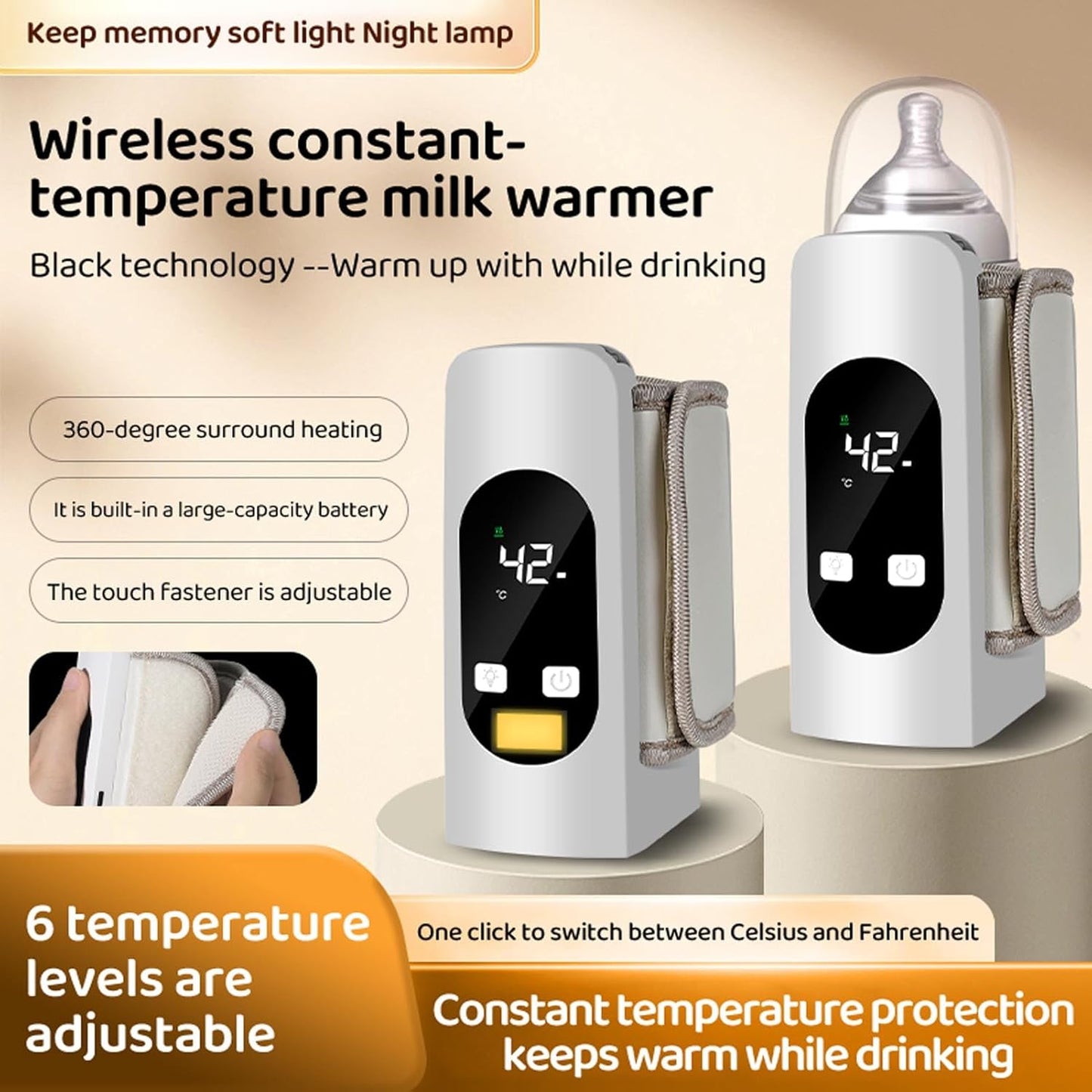 Marhynchus Portable Baby Bottle Warmer Travel Electric Bottle Warmer for Outings Car Feeding Food Heating