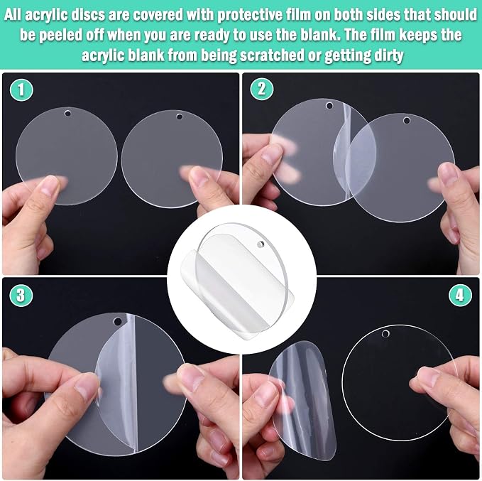 Acrylic Keychain Blanks, Audab 30PCS Bulk Acrylic Circles Clear Disc Ornaments